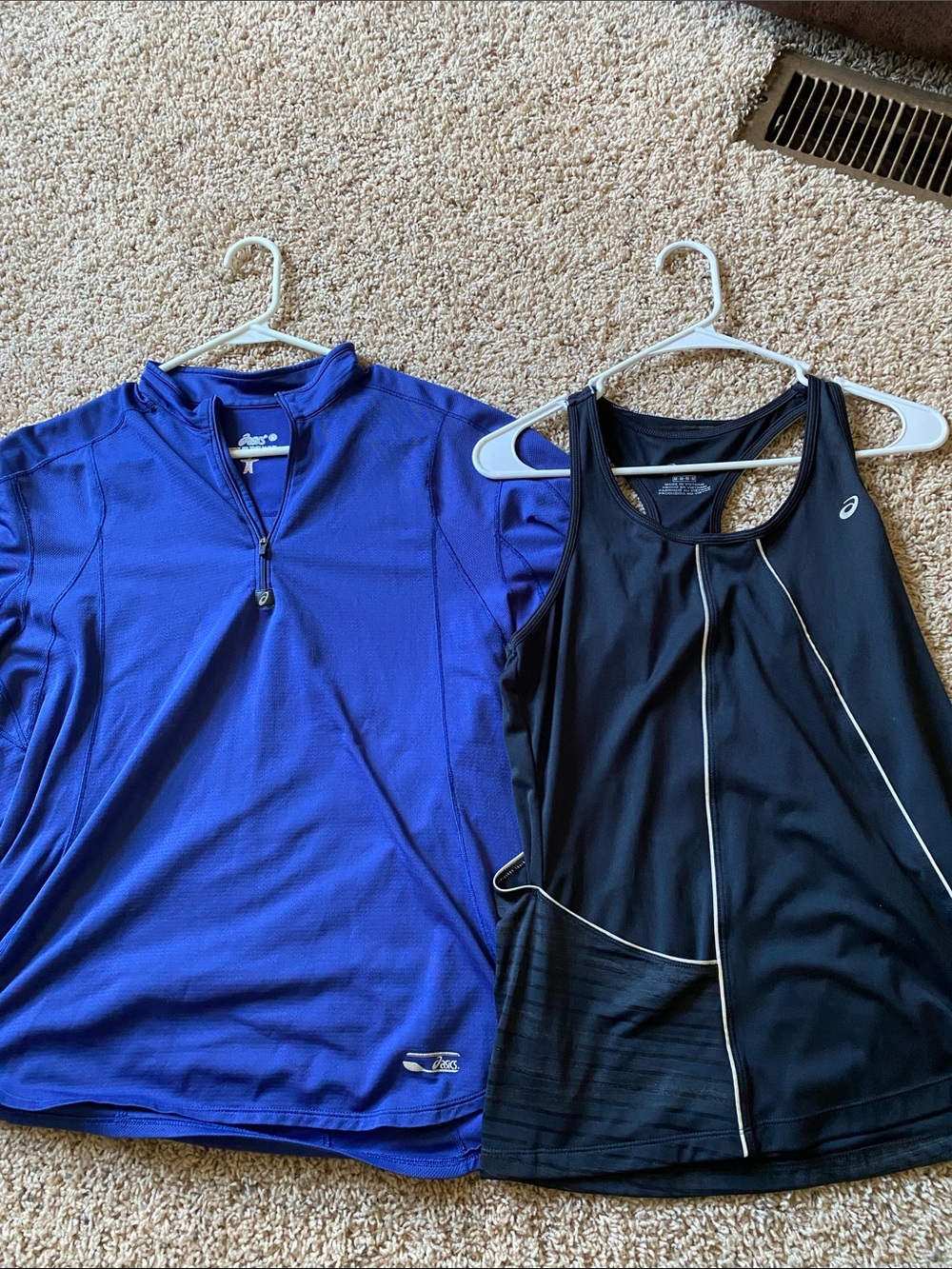 2/$10Asics Blue Half-Zip Top and Black Racerback Tank Duo